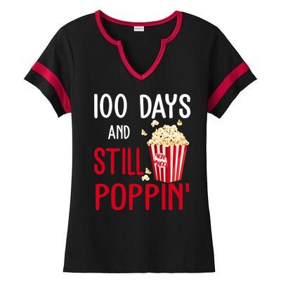 100 Days Of School And Still Poppin Ladies Halftime Notch Neck Tee