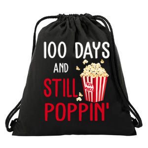 100 Days Of School And Still Poppin Drawstring Bag