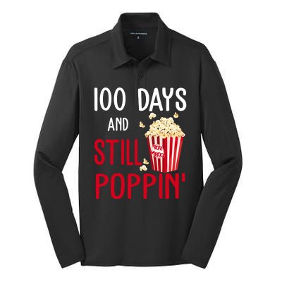 100 Days Of School And Still Poppin Silk Touch Performance Long Sleeve Polo