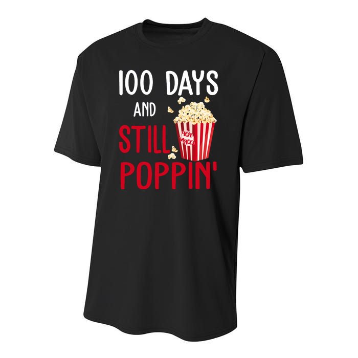 100 Days Of School And Still Poppin Youth Performance Sprint T-Shirt