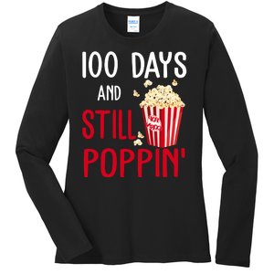 100 Days Of School And Still Poppin Ladies Long Sleeve Shirt