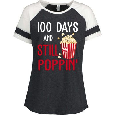 100 Days Of School And Still Poppin Enza Ladies Jersey Colorblock Tee