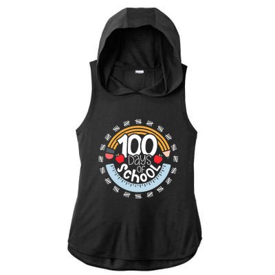 100th Day Of School Teacher 100 Days Smarter Pencil Ruler Ladies PosiCharge Tri-Blend Wicking Draft Hoodie Tank