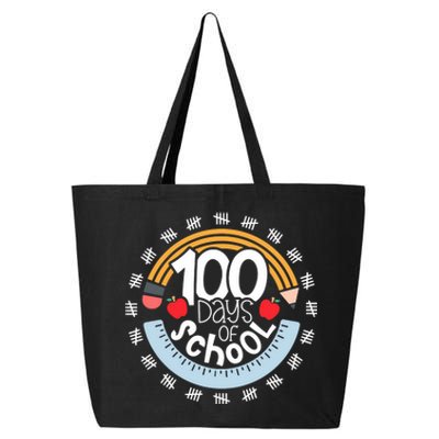 100th Day Of School Teacher 100 Days Smarter Pencil Ruler 25L Jumbo Tote