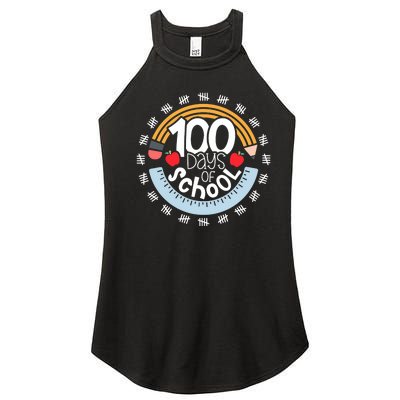 100th Day Of School Teacher 100 Days Smarter Pencil Ruler Women’s Perfect Tri Rocker Tank