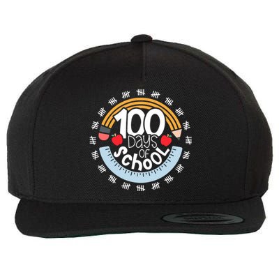 100th Day Of School Teacher 100 Days Smarter Pencil Ruler Wool Snapback Cap