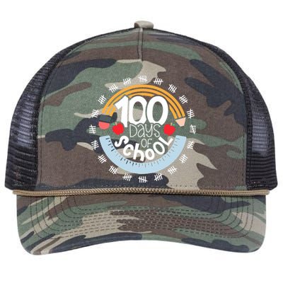 100th Day Of School Teacher 100 Days Smarter Pencil Ruler Retro Rope Trucker Hat Cap