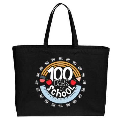 100th Day Of School Teacher 100 Days Smarter Pencil Ruler Cotton Canvas Jumbo Tote