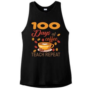 100 Days Of Coffee Teach Repeat Teacher 100 Days Of School Gift Ladies PosiCharge Tri-Blend Wicking Tank