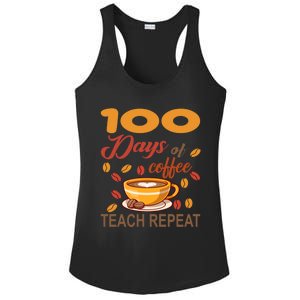 100 Days Of Coffee Teach Repeat Teacher 100 Days Of School Gift Ladies PosiCharge Competitor Racerback Tank