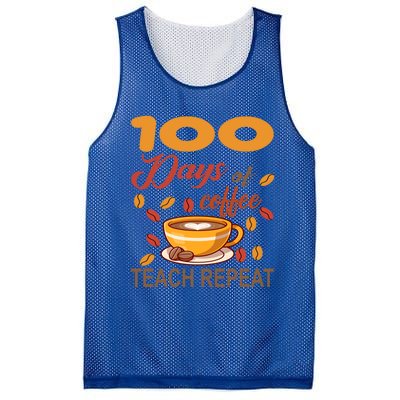 100 Days Of Coffee Teach Repeat Teacher 100 Days Of School Gift Mesh Reversible Basketball Jersey Tank