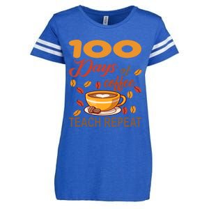 100 Days Of Coffee Teach Repeat Teacher 100 Days Of School Gift Enza Ladies Jersey Football T-Shirt