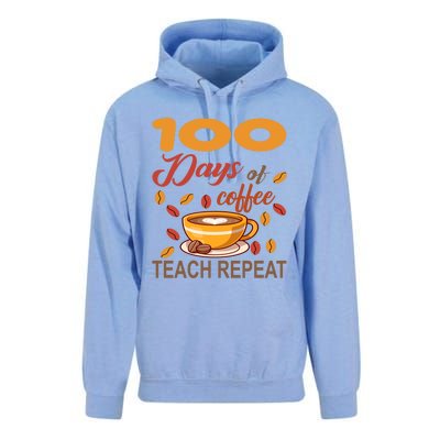 100 Days Of Coffee Teach Repeat Teacher 100 Days Of School Gift Unisex Surf Hoodie