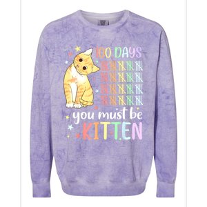 100th Day Of School Cat You Must Be Kitten Student Colorblast Crewneck Sweatshirt