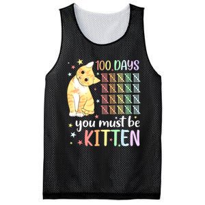 100th Day Of School Cat You Must Be Kitten Student Mesh Reversible Basketball Jersey Tank