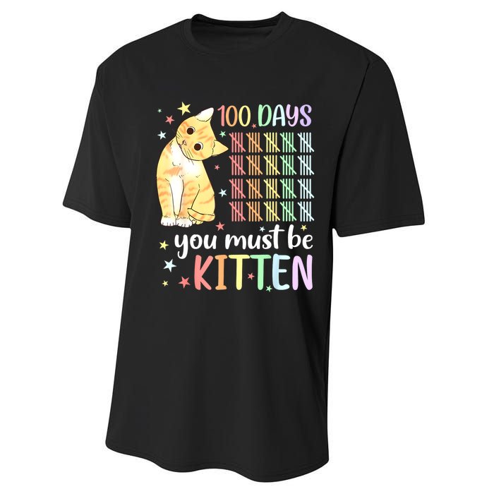 100th Day Of School Cat You Must Be Kitten Student Performance Sprint T-Shirt