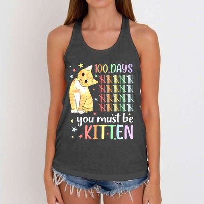 100th Day Of School Cat You Must Be Kitten Student Women's Knotted Racerback Tank