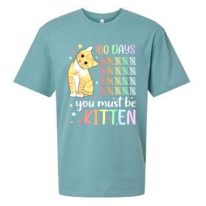 100th Day Of School Cat You Must Be Kitten Student Sueded Cloud Jersey T-Shirt