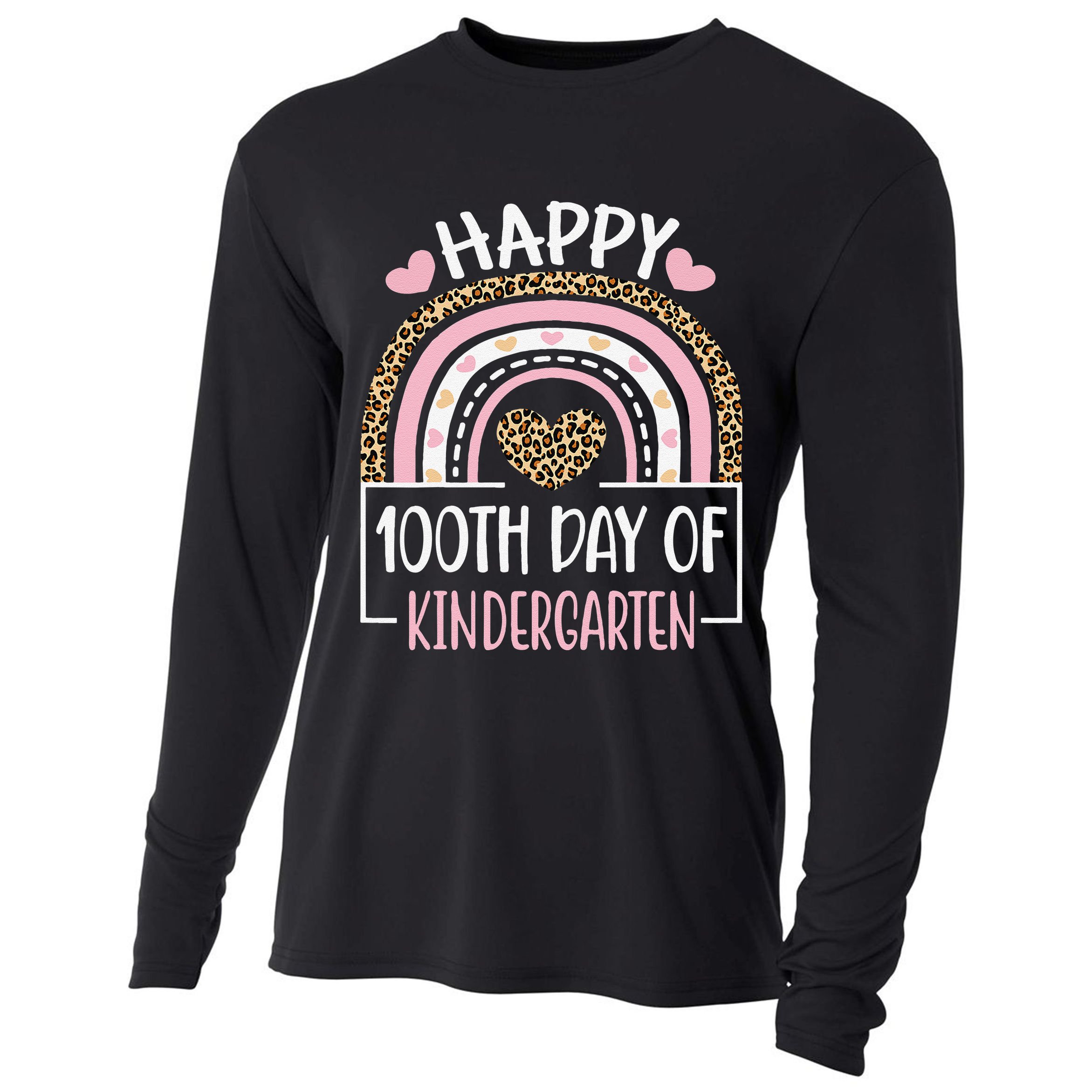 100th Day Of Kindergarten Funny 100 Days Of School Teacher Cooling Performance Long Sleeve Crew