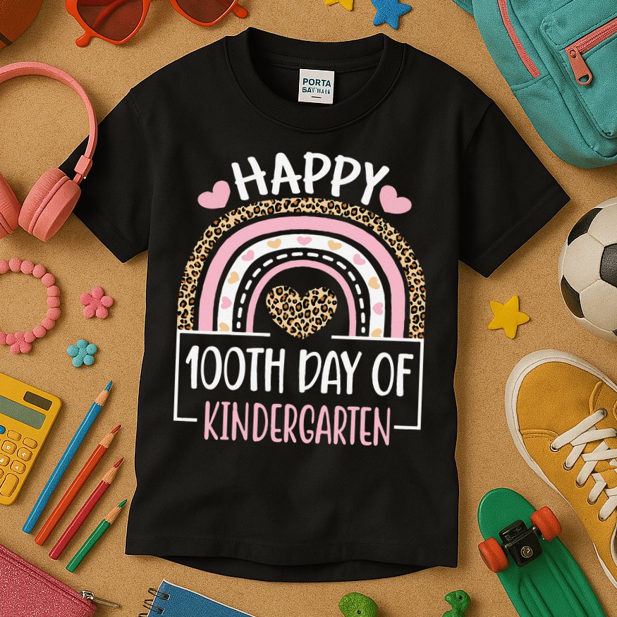 100th Day Of Kindergarten Funny 100 Days Of School Teacher Kids T-Shirt