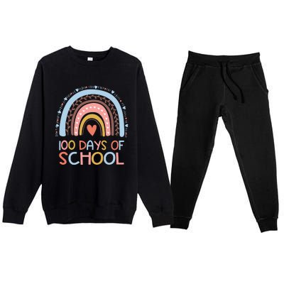 100th Day Of School Teachers 100 Days Smarter Rainbow Wo Premium Crewneck Sweatsuit Set