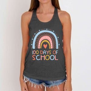 100th Day Of School Teachers 100 Days Smarter Rainbow Wo Women's Knotted Racerback Tank