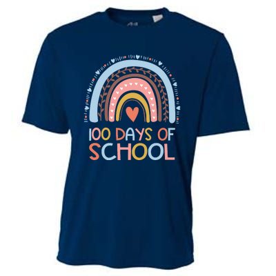 100th Day Of School Teachers 100 Days Smarter Rainbow Wo Cooling Performance Crew T-Shirt