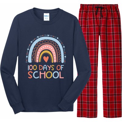 100th Day Of School Teachers 100 Days Smarter Rainbow Wo Long Sleeve Pajama Set