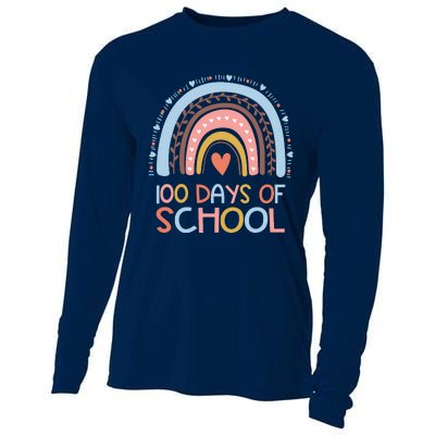 100th Day Of School Teachers 100 Days Smarter Rainbow Wo Cooling Performance Long Sleeve Crew