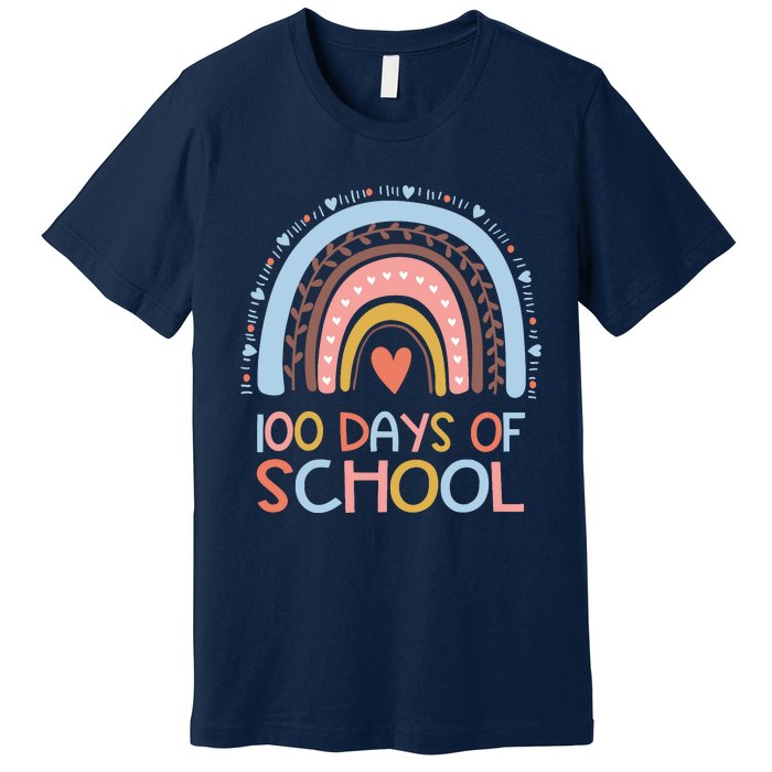 100th Day Of School Teachers 100 Days Smarter Rainbow Wo Premium T-Shirt