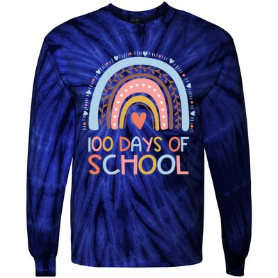 100th Day Of School Teachers 100 Days Smarter Rainbow Wo Tie-Dye Long Sleeve Shirt