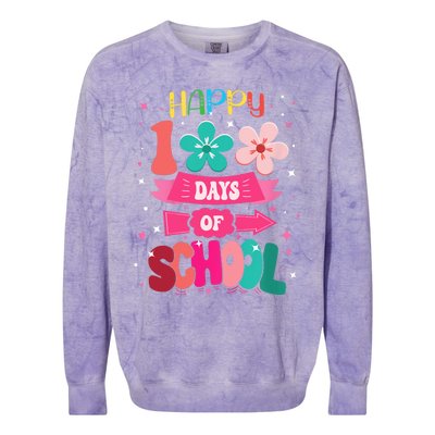 100 Days Of School Girl 100th Day Of School Colorblast Crewneck Sweatshirt