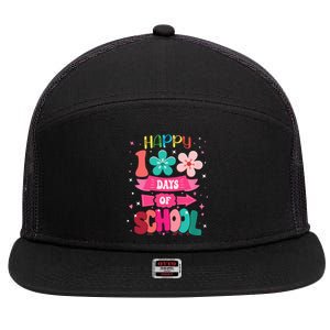 100 Days Of School Girl 100th Day Of School 7 Panel Mesh Trucker Snapback Hat