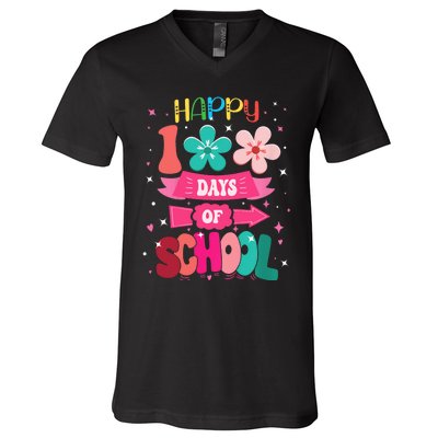 100 Days Of School Girl 100th Day Of School V-Neck T-Shirt