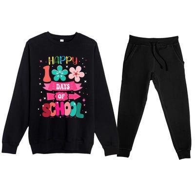 100 Days Of School Girl 100th Day Of School Premium Crewneck Sweatsuit Set