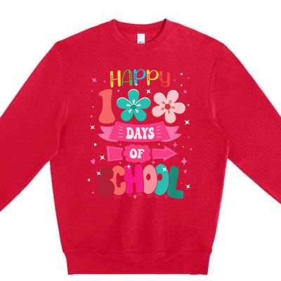 100 Days Of School Girl 100th Day Of School Premium Crewneck Sweatshirt