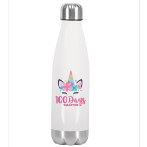 100 Days Of School Unicorn Girl Costume Stainless Steel Insulated Water Bottle