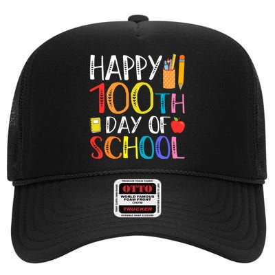 100 Days Of School Teacher And Student High Crown Mesh Back Trucker Hat