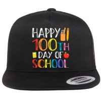 100 Days Of School Teacher And Student Flat Bill Trucker Hat