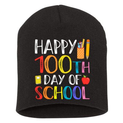 100 Days Of School Teacher And Student Short Acrylic Beanie