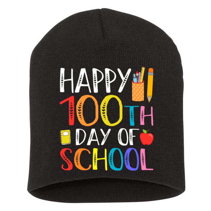 100 Days Of School Teacher And Student Short Acrylic Beanie