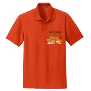 100 Days Of Coffee Teach Repeat Teacher 100th Day Of School Cute Gift Dry Zone Grid Polo