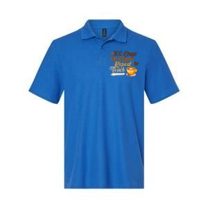 100 Days Of Coffee Teach Repeat Teacher 100th Day Of School Cute Gift Softstyle Adult Sport Polo