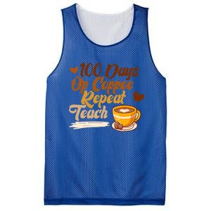 100 Days Of Coffee Teach Repeat Teacher 100th Day Of School Cute Gift Mesh Reversible Basketball Jersey Tank