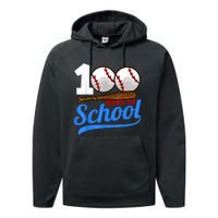 100 Days Of School Baseball 100th Day Performance Fleece Hoodie