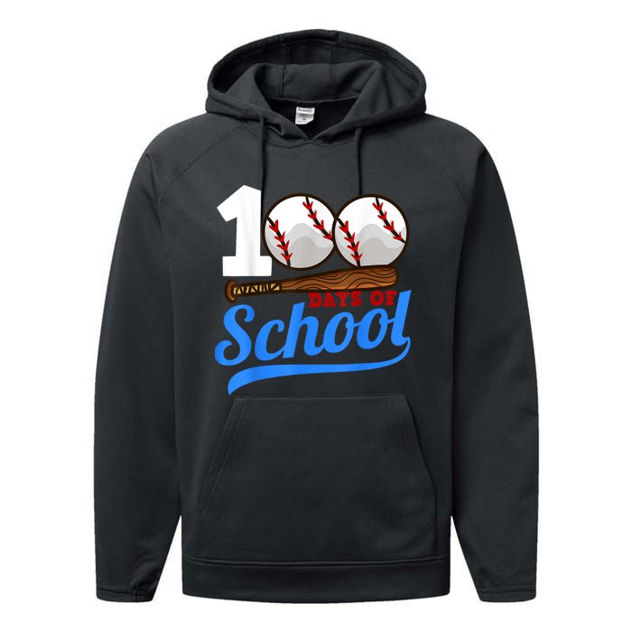 100 Days Of School Baseball 100th Day Performance Fleece Hoodie