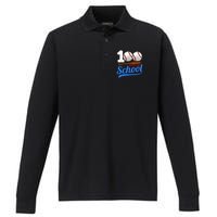 100 Days Of School Baseball 100th Day Performance Long Sleeve Polo