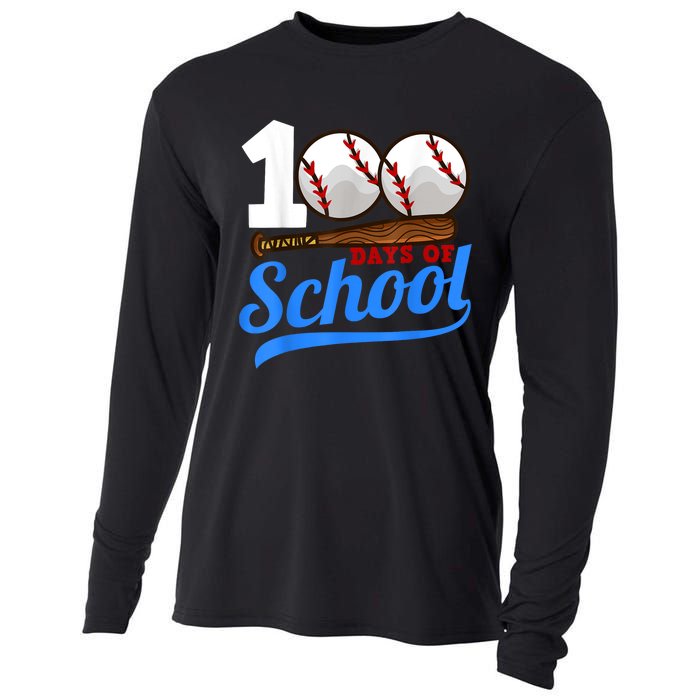 100 Days Of School Baseball 100th Day Cooling Performance Long Sleeve Crew