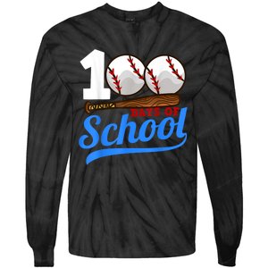 100 Days Of School Baseball 100th Day Tie-Dye Long Sleeve Shirt