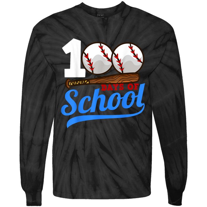 100 Days Of School Baseball 100th Day Tie-Dye Long Sleeve Shirt